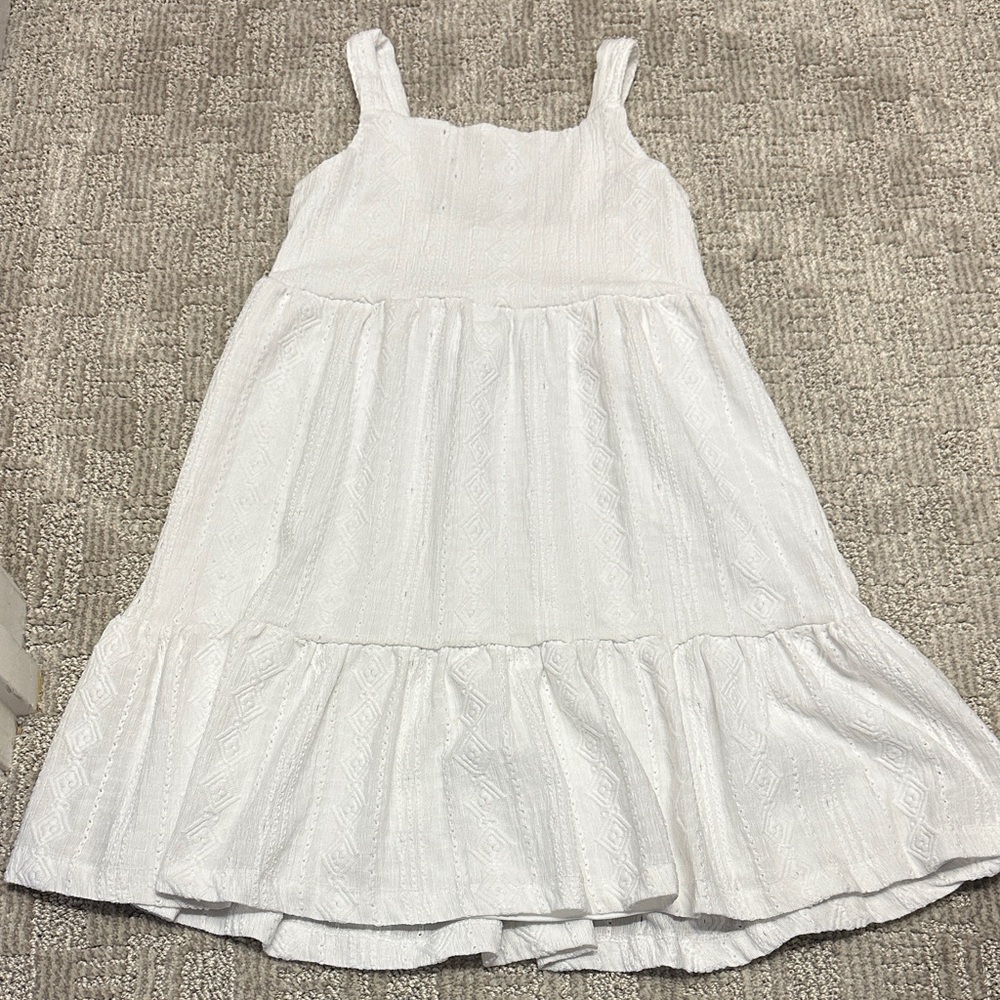 Girls White Eyelet Sundress with Ruffle Hem, size 10